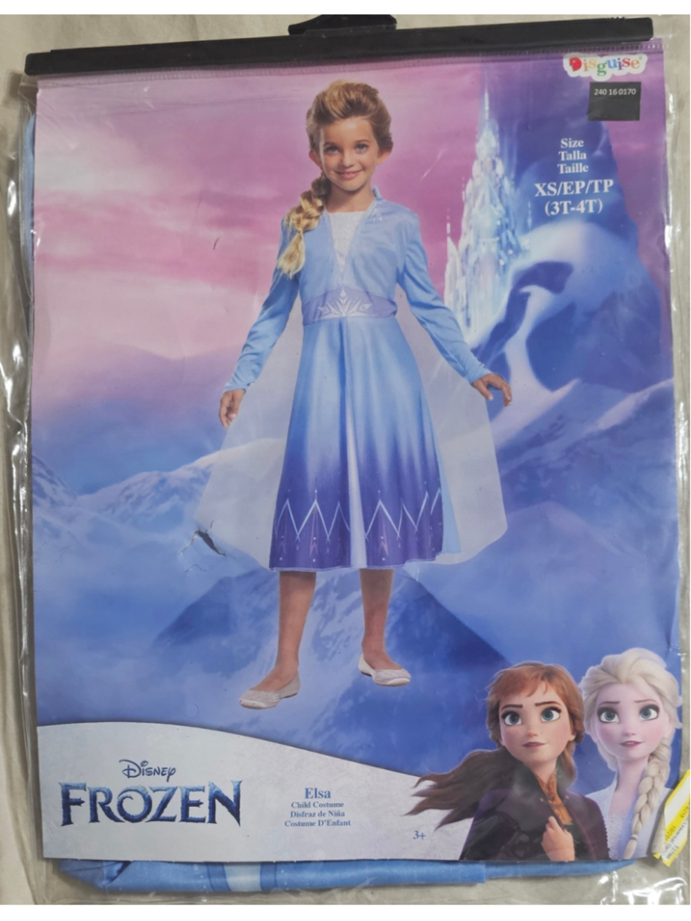 Girls Disguise Frozen Elsa Costume Blue White Size XS 3T-4T